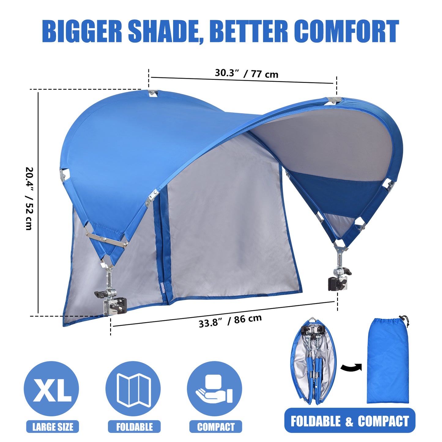 XL Universal Chair Umbrella Canopy with Heavy Duty Adjustable Clamp Clip for Most Beach Chair