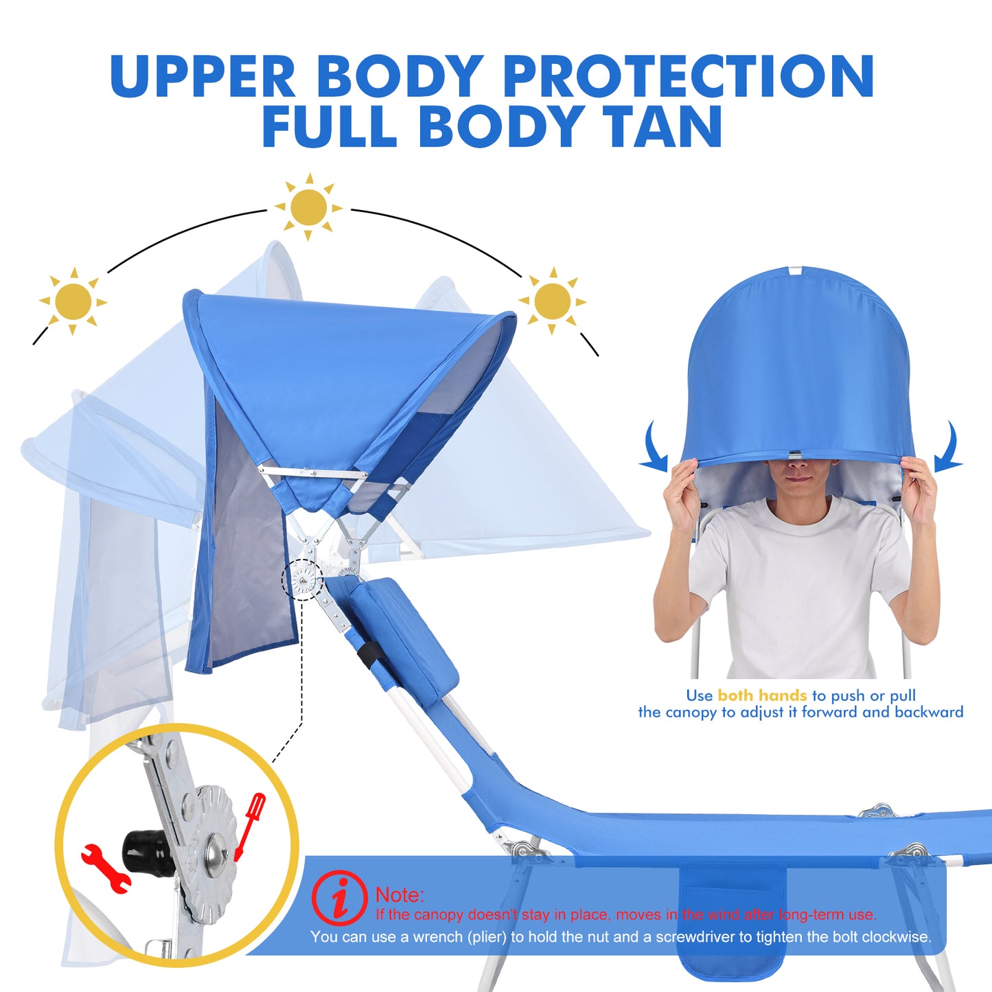 Minndudu Backpack Beach Tanning Chair with Face Hole Sun Canopy Umbrella