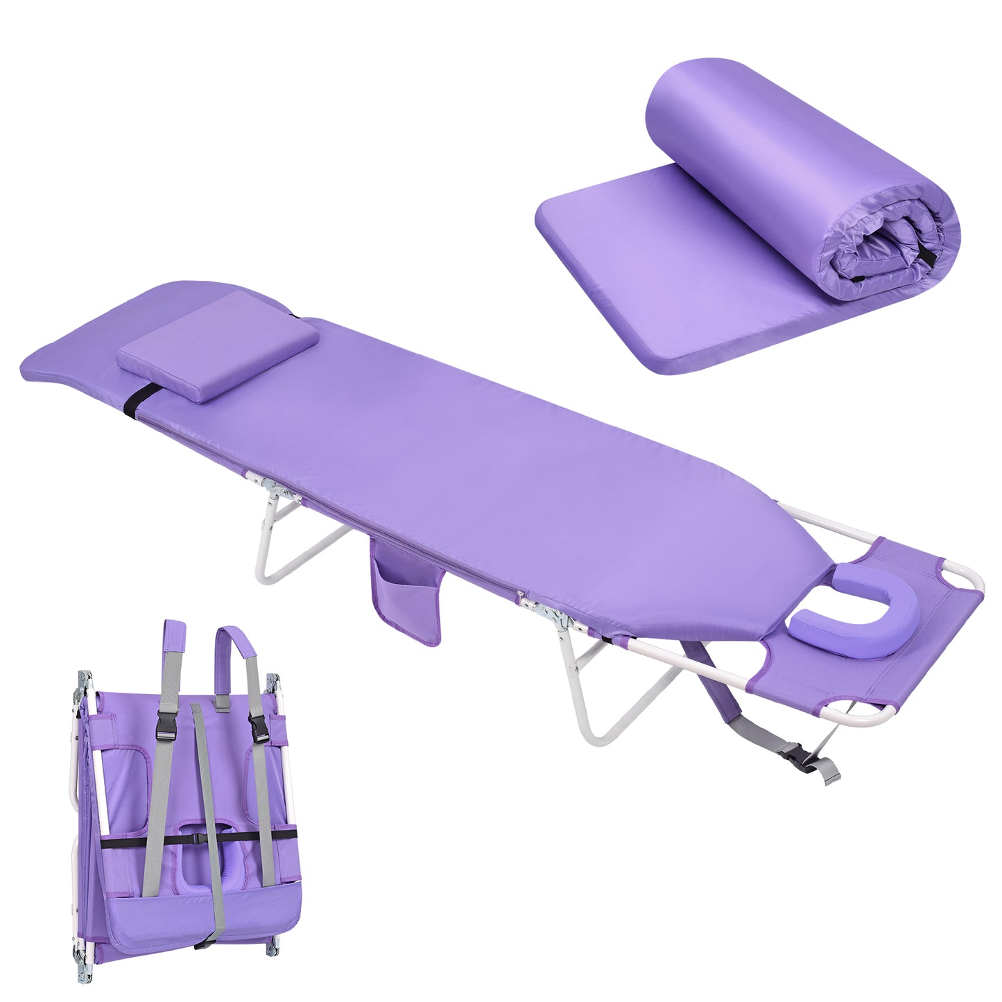 Minndudu Comfort Backpack Tanning Beach Lounge Chair with Face Hole Cushion