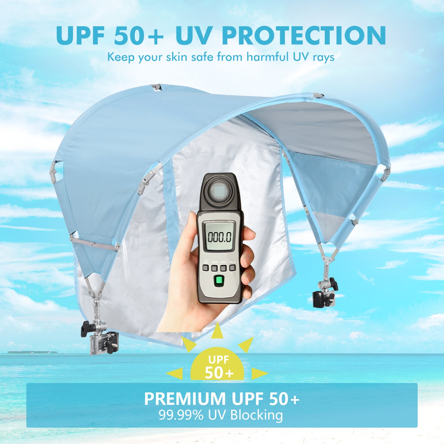 Universal Chair Umbrella Canopy with Heavy Duty Adjustable Clamp Clip for Most Beach Chair