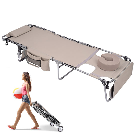 WHEEL-2-GO Heavy Duty Tanning Chair with Padded Face Hole and Wheels