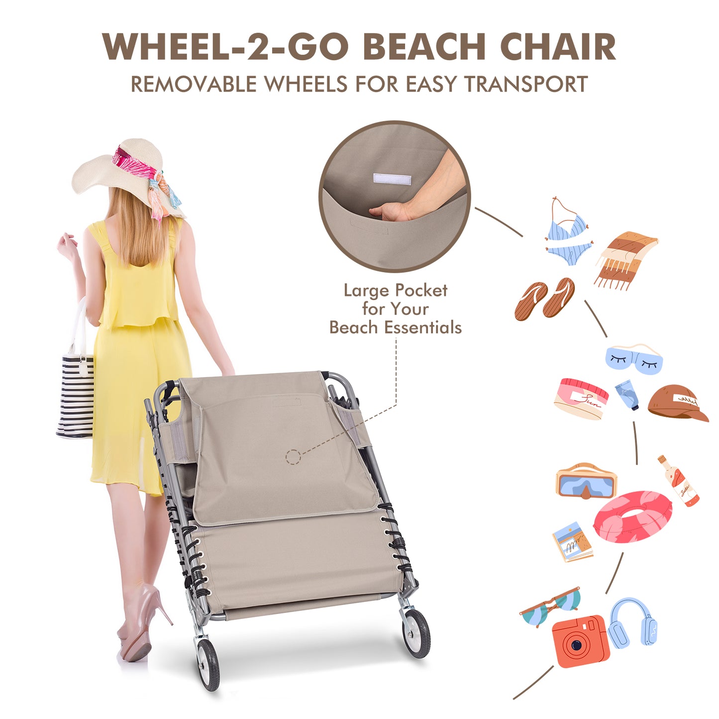 WHEEL-2-GO Heavy Duty Tanning Chair with Padded Face Hole and Wheels