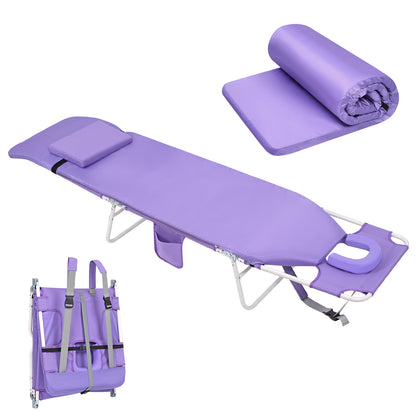 Minndudu Comfort Backpack Tanning Beach Lounge Chair with Face Hole Cushion