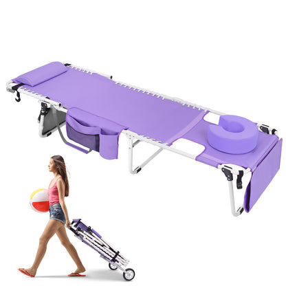 WHEEL-2-GO Heavy Duty Tanning Chair with Padded Face Hole and Wheels