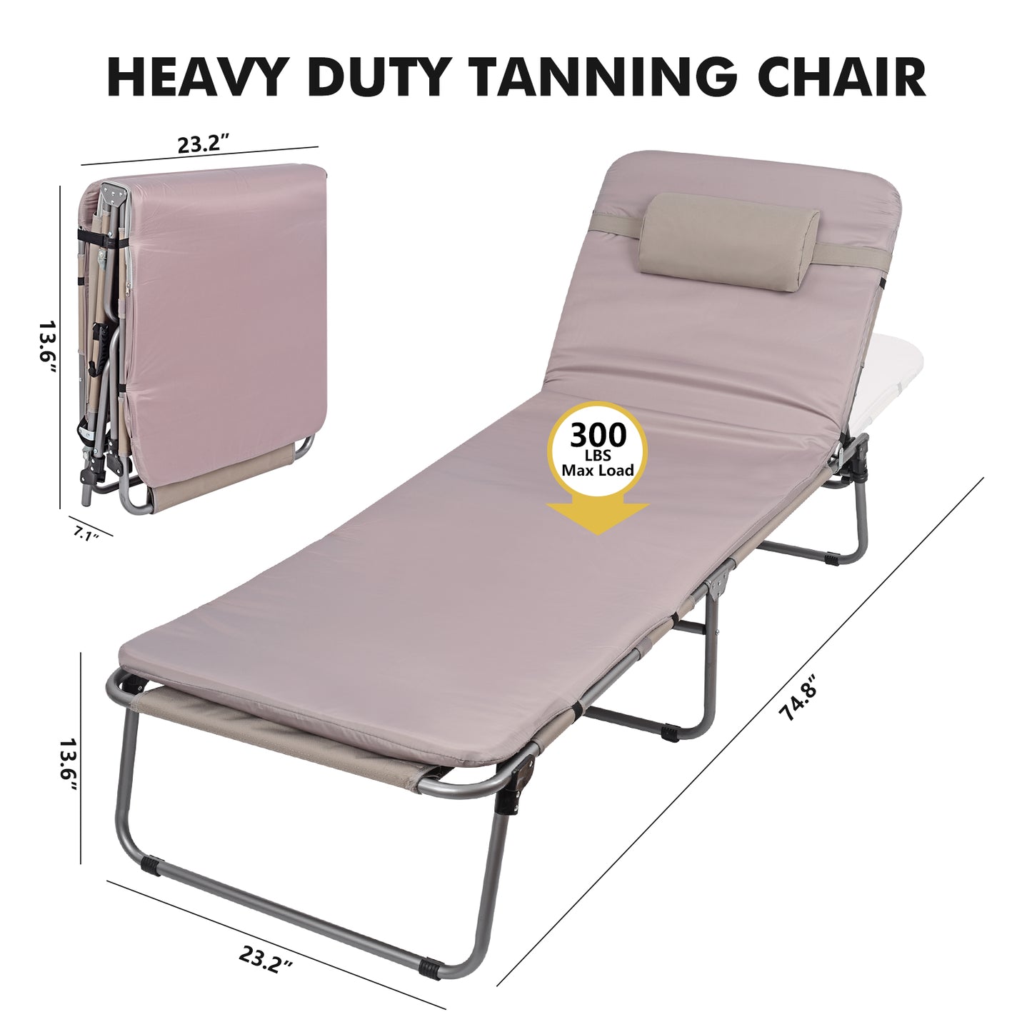 Minndudu Tanning Lounge Chair with Washable Cushion Face Arm Holes