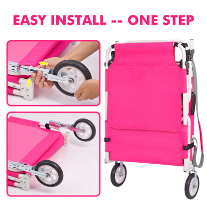 Wheel-To-Go Tanning Chair with Wheels & Adjustable Sun Canopy & Face Hole & Thicker Washable Adjustable Pillow, Patent Design
