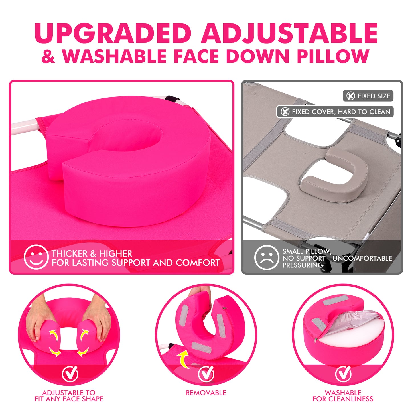 Wheel-To-Go Tanning Chair with Wheels & Adjustable Sun Canopy & Face Hole & Thicker Washable Adjustable Pillow, Patent Design