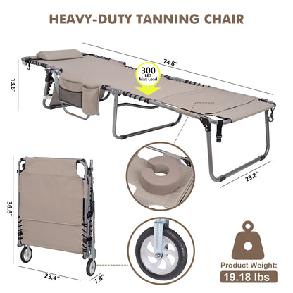 WHEEL-2-GO Heavy Duty Tanning Chair with Padded Face Hole and Wheels