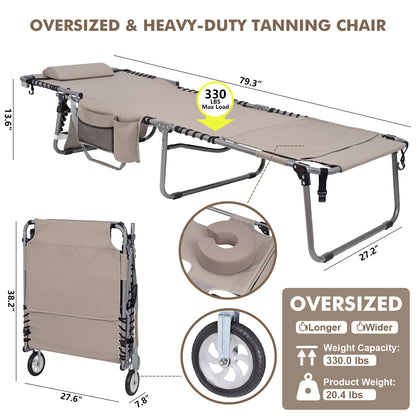 WHEEL-2-GO Heavy Duty Tanning Chair with Padded Face Hole and Wheels