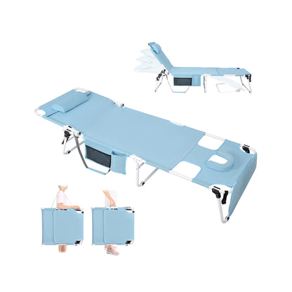 Minndudu Heavy Duty 5 Position Tanning Lounge Chair with Face and Arms Hole